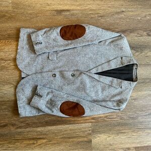 H&M Gray Blazer with Brown Elbow Patches